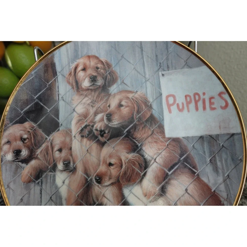 Vintage fine Porcelain Adopt a‎ Puppy Decorative plate